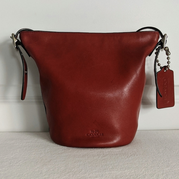 Coach Handbags - Coach Bleecker Mini Duffle Bucket 32281 Leather Red Silvertone Crossbody EUC
